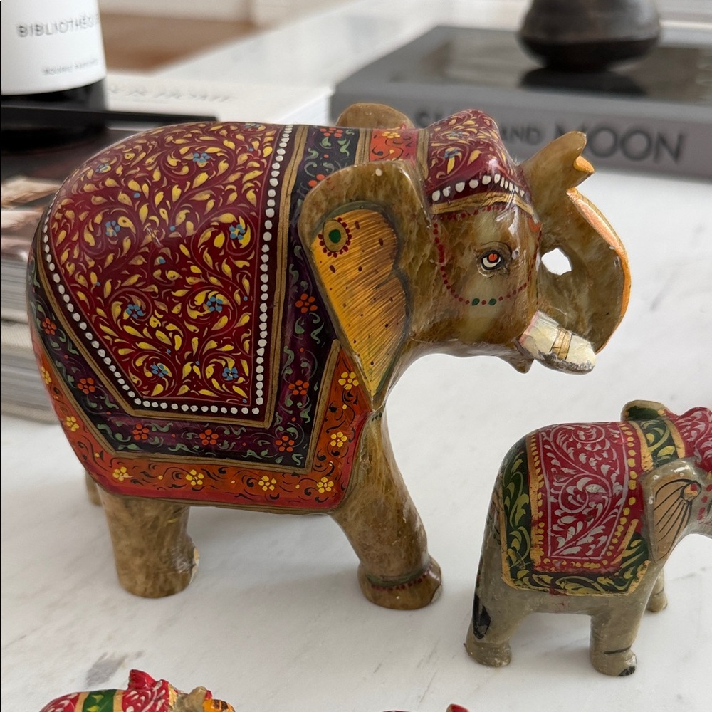 Hand-Painted Elephant Figurine Set